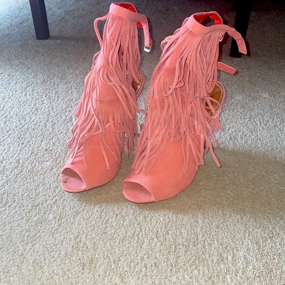 Pink Fringe Heels